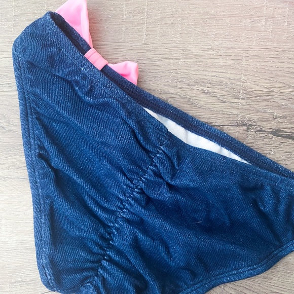 Blue Denim Print Bikini With Pink Bow🎀 - Picture 3 of 3